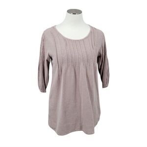 Sea Breeze Cotton Tauoe Blouse Tunic Lagenlook Neutral Vintage
